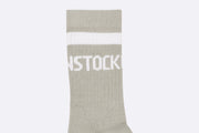 Birkenstock Cotton Crew Stripe Socks Stone Coin / White
